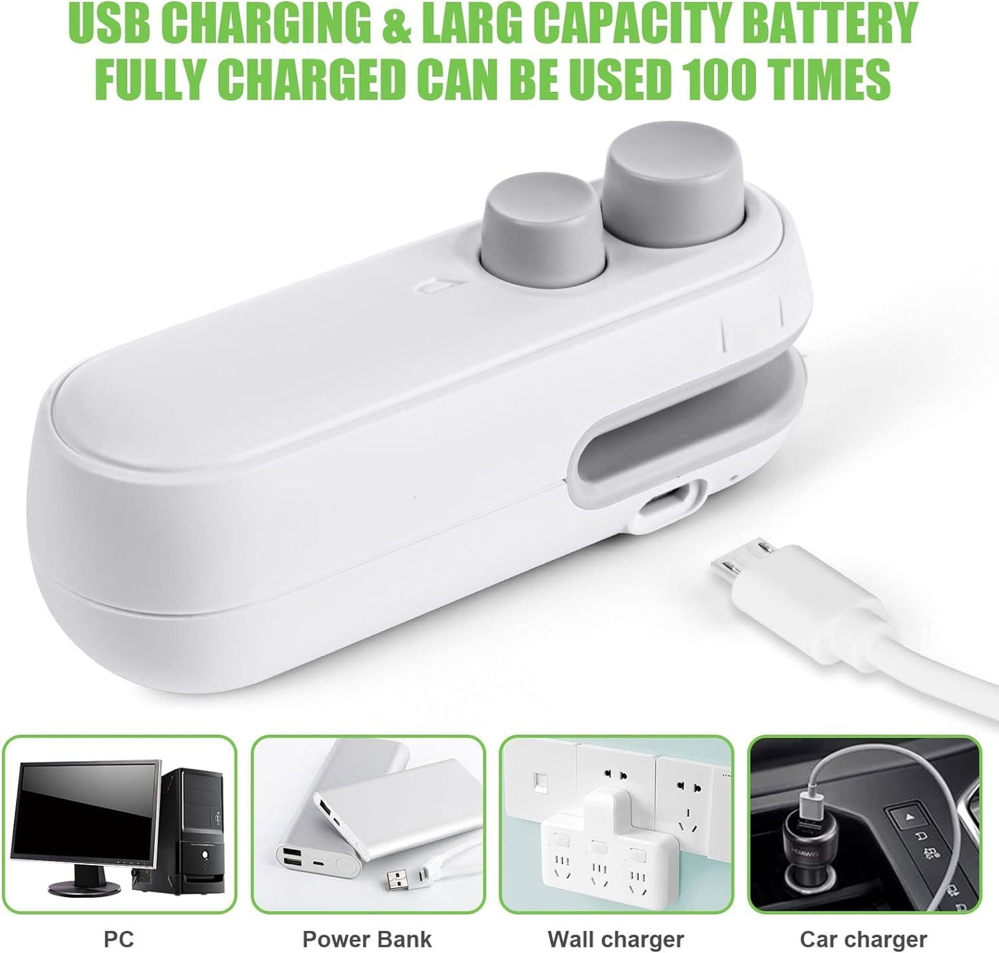 Mini Heat Sealing Machine Rechargeable Food Bag Sealer For Snacks