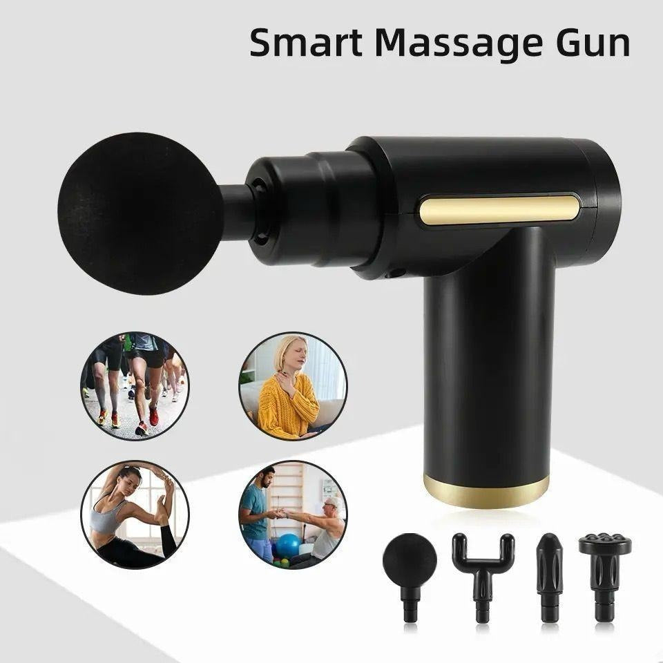 Professional Smart Massage Gun – High-Intensity Deep Tissue Muscle Massager With 4 Interchangeable Heads